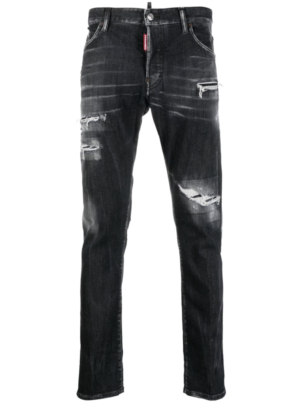 Ripped-detail skinny jeans - Black
