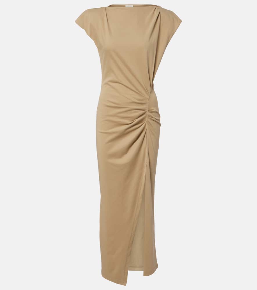Nadela gathered cotton jersey midi dress