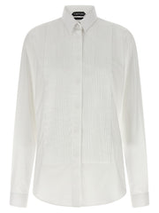 Pleated Cotton Poplin Shirt — White
