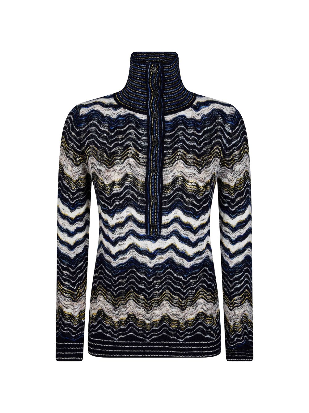 Zig-Zag Knit Sweater — Navy