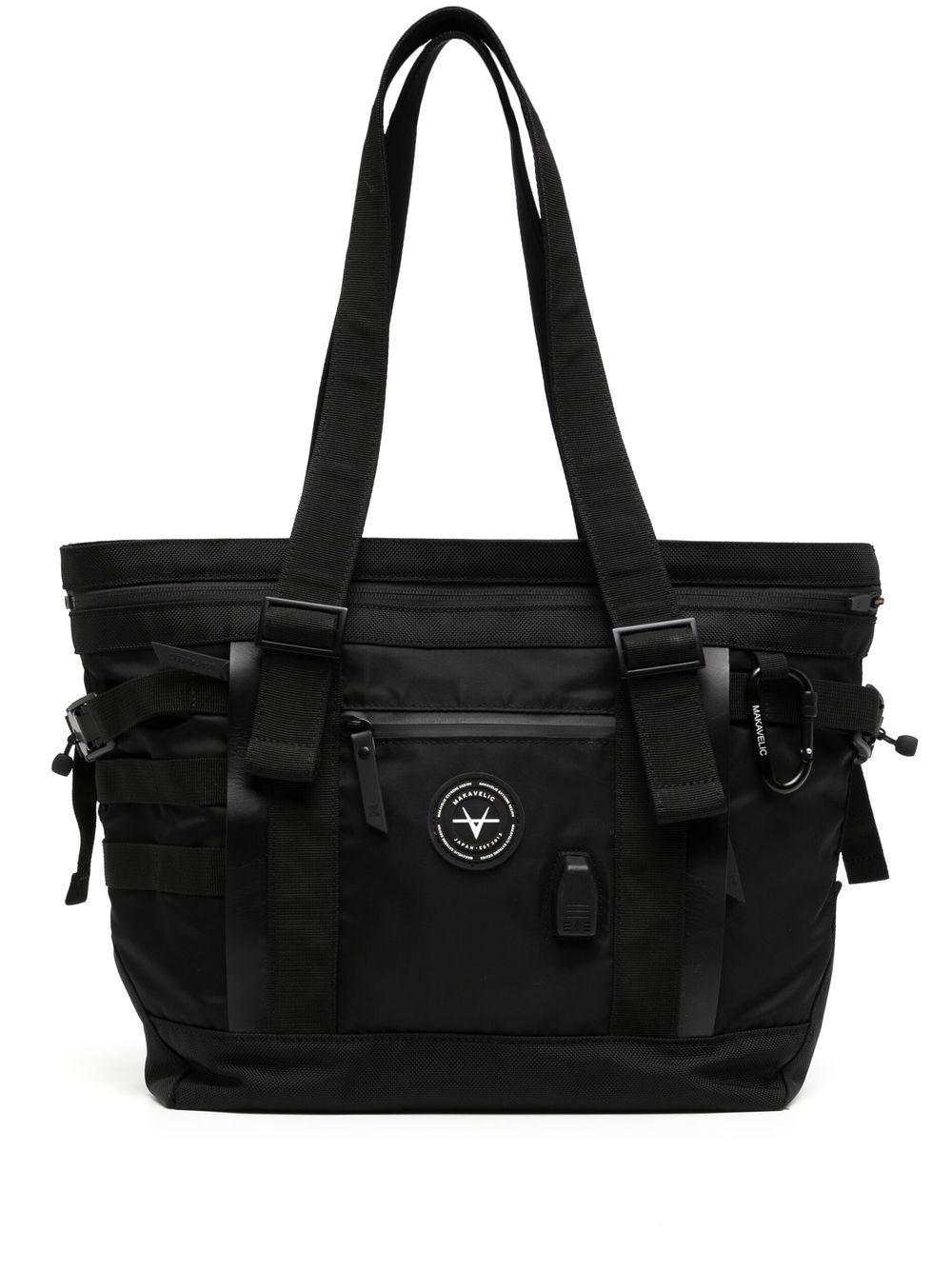 Logo-patch strap-detail tote bag - Black