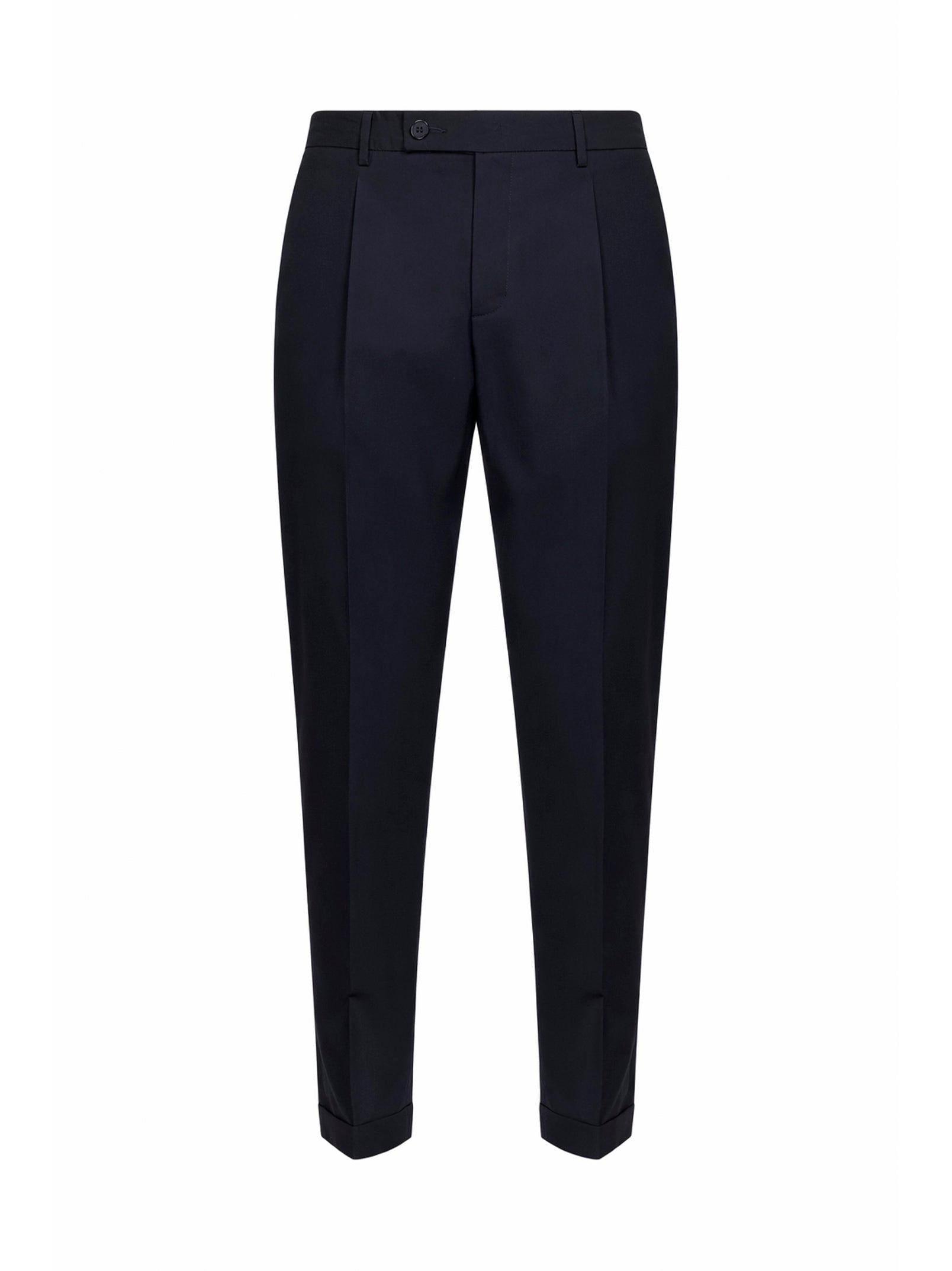 Stretch Cotton-Blend Trousers — Navy