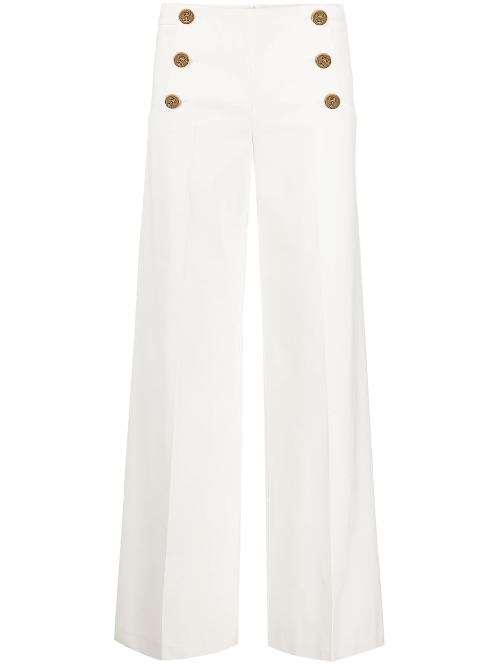 Embossed-buttons palazzo pants - White