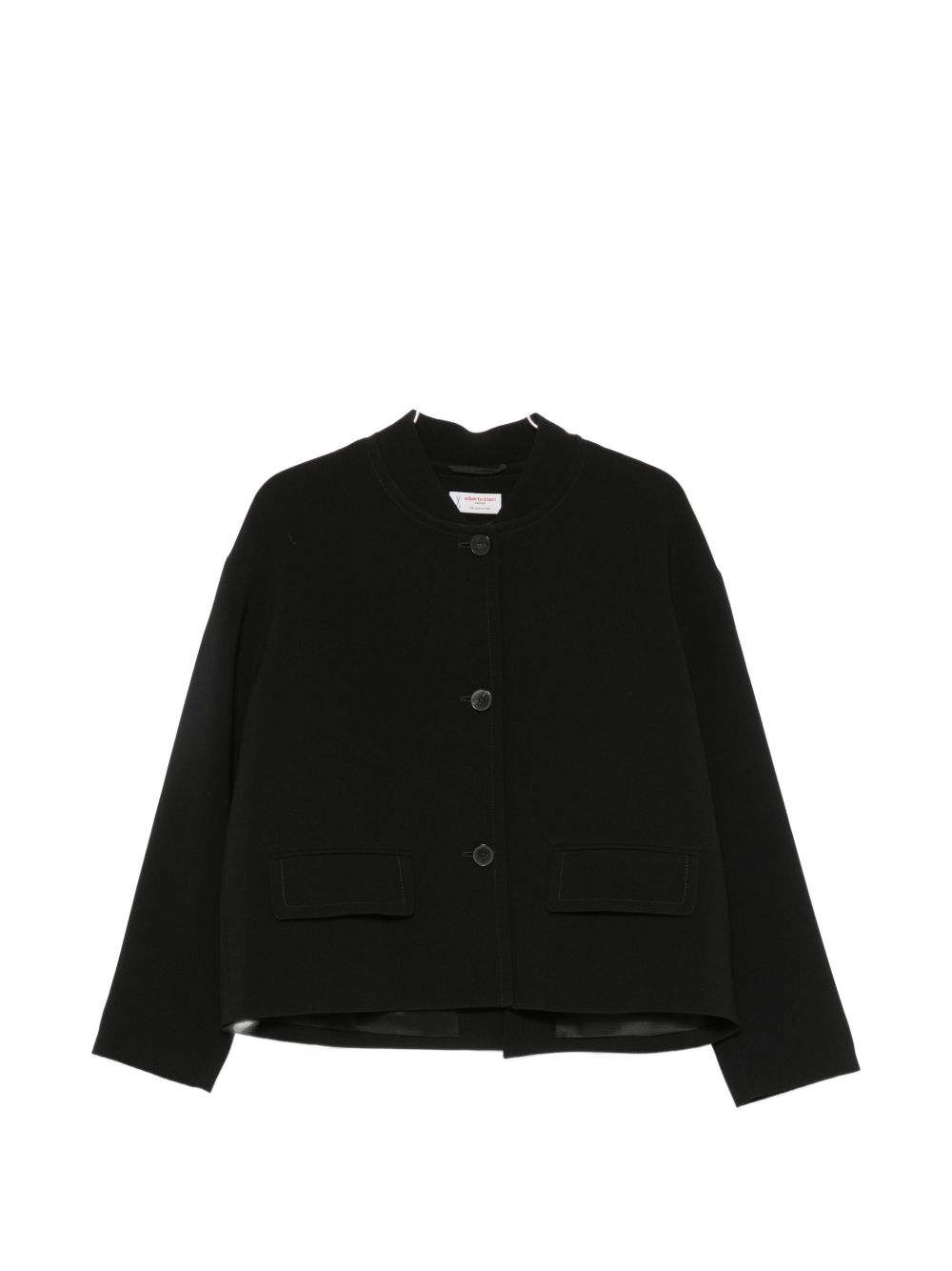 Cropped Wool-Blend Jacket — Black