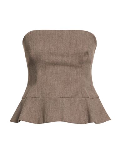 Woman Top Light brown Size 2 Polyester, Viscose, Elastane