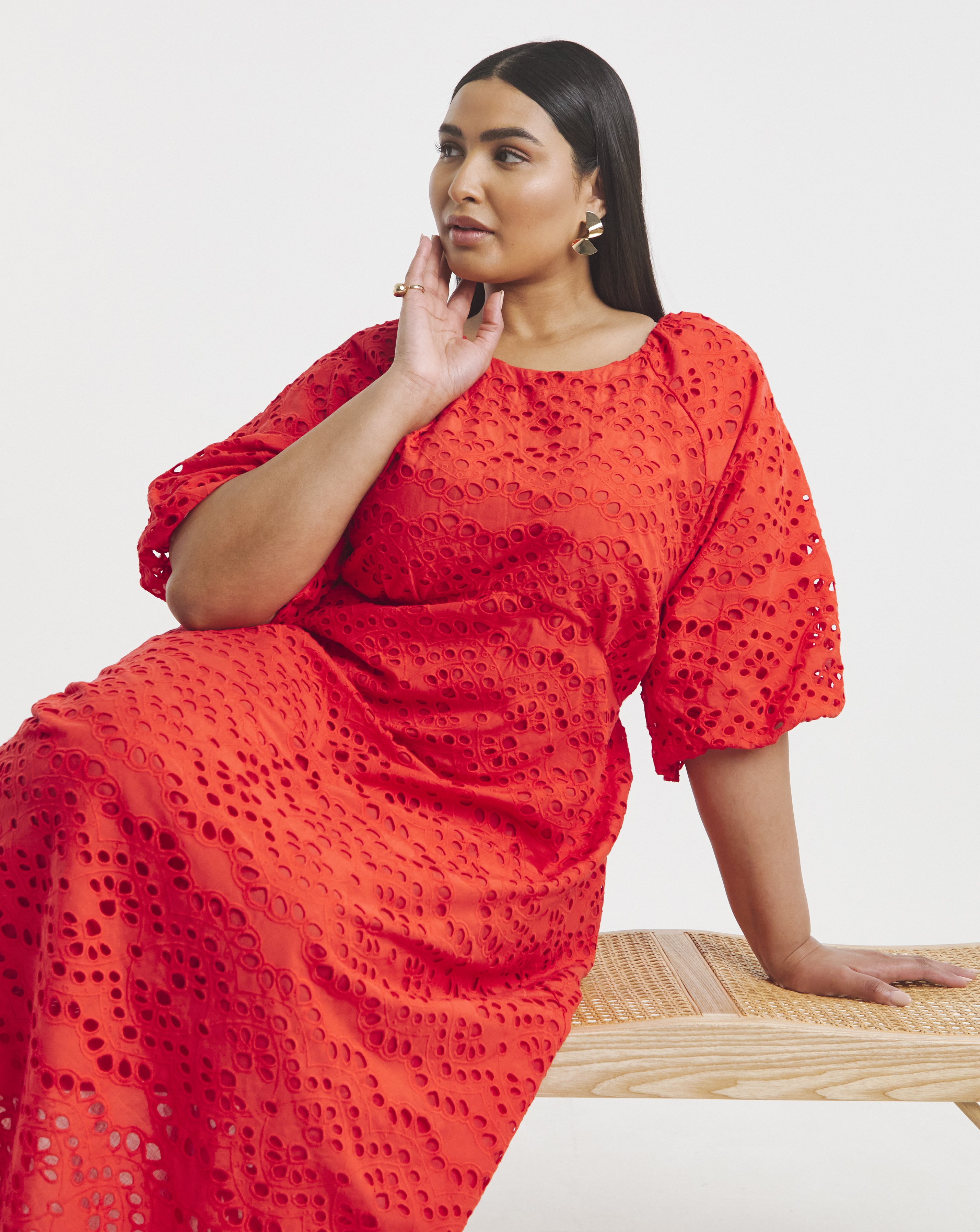 Joanna Hope Puff Sleeve Broderie Dre