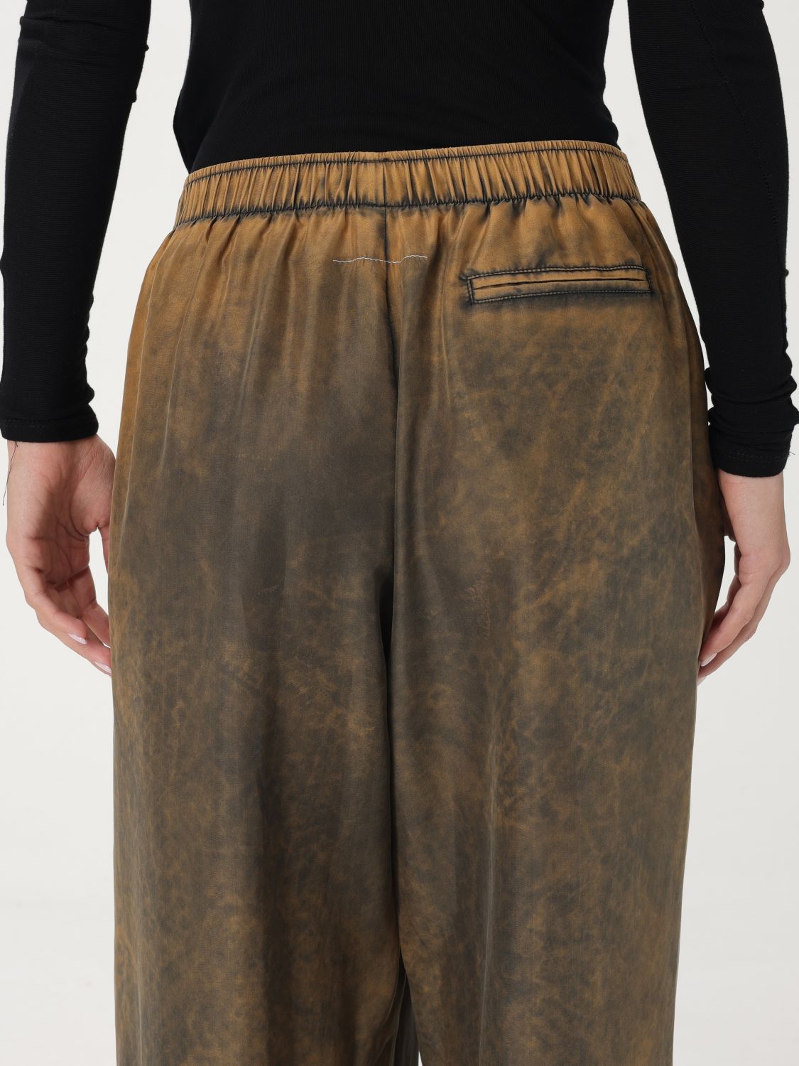 Distressed-finish flared trousers - Yellow