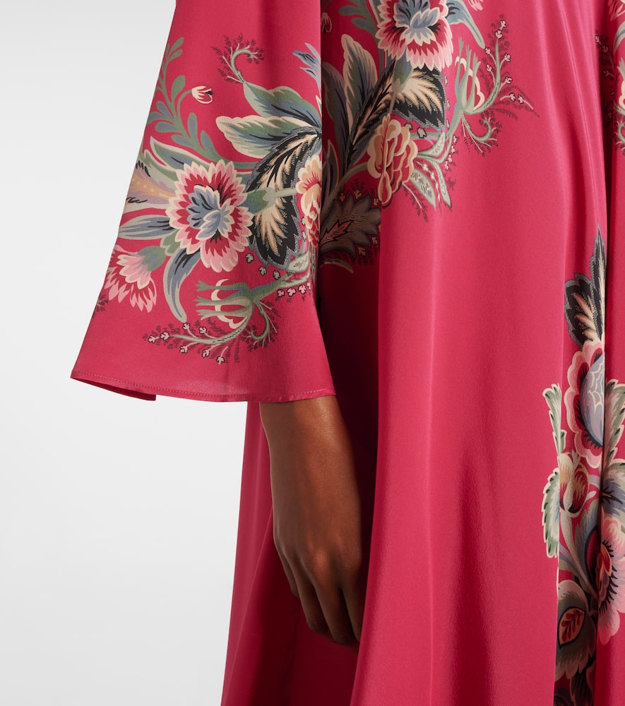 Belted printed silk maxi dress