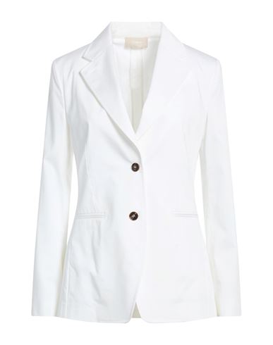 Woman Blazer White Size 10 Cotton, Elastane