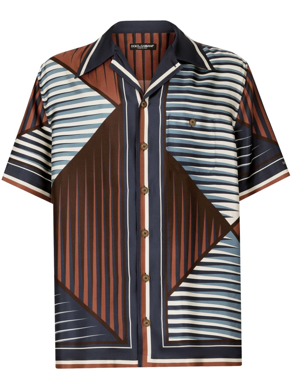 Geometric-print silk shirt - White