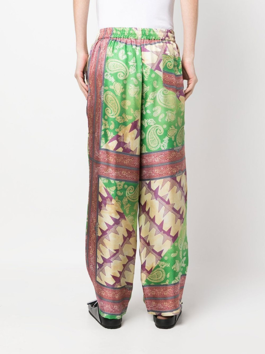 Scarf Print Sil Slacker Pants