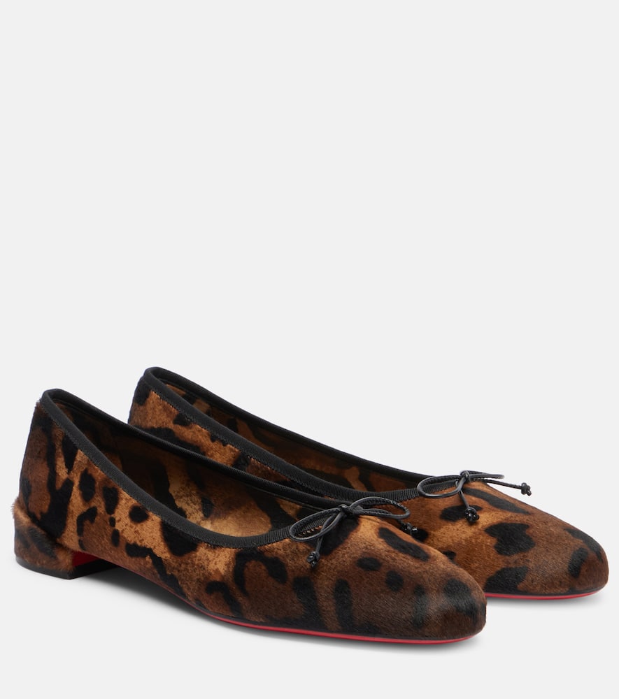 Leopard-print calf hair ballet flats