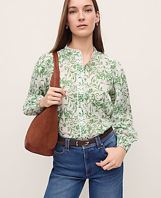 Ann Taylor Floral Embroidered Collar Blouse