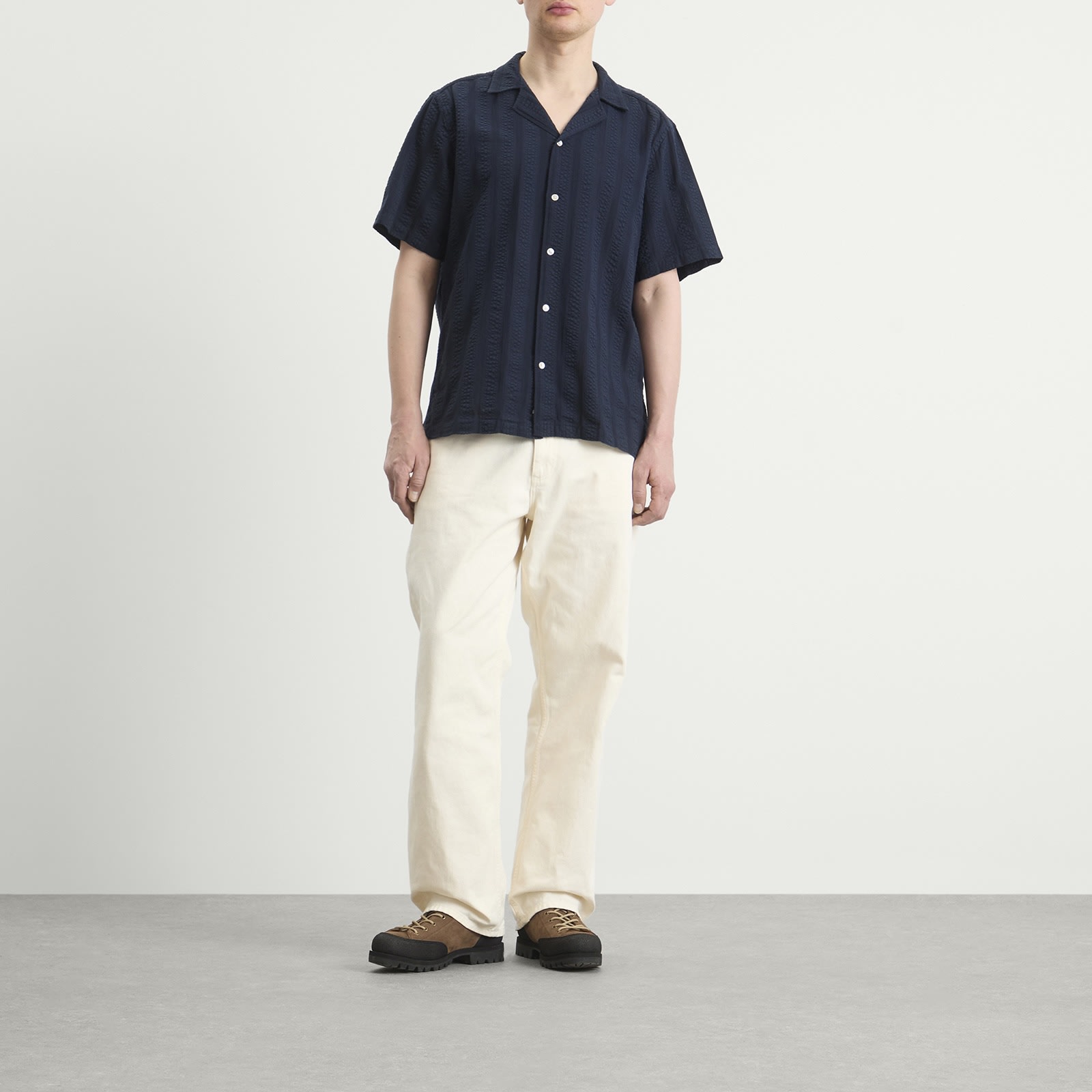 Men's Peer Jacquard Stripe Vacation Shirt in Navy