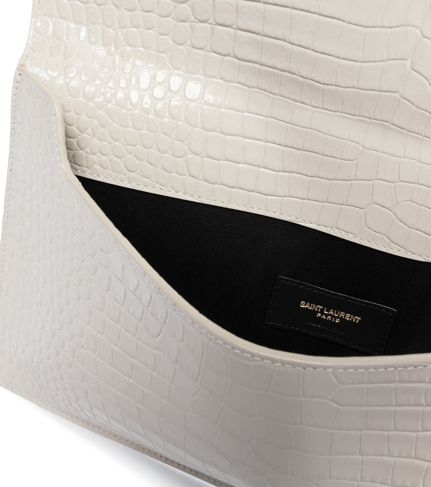 Uptown croc-effect leather clutch