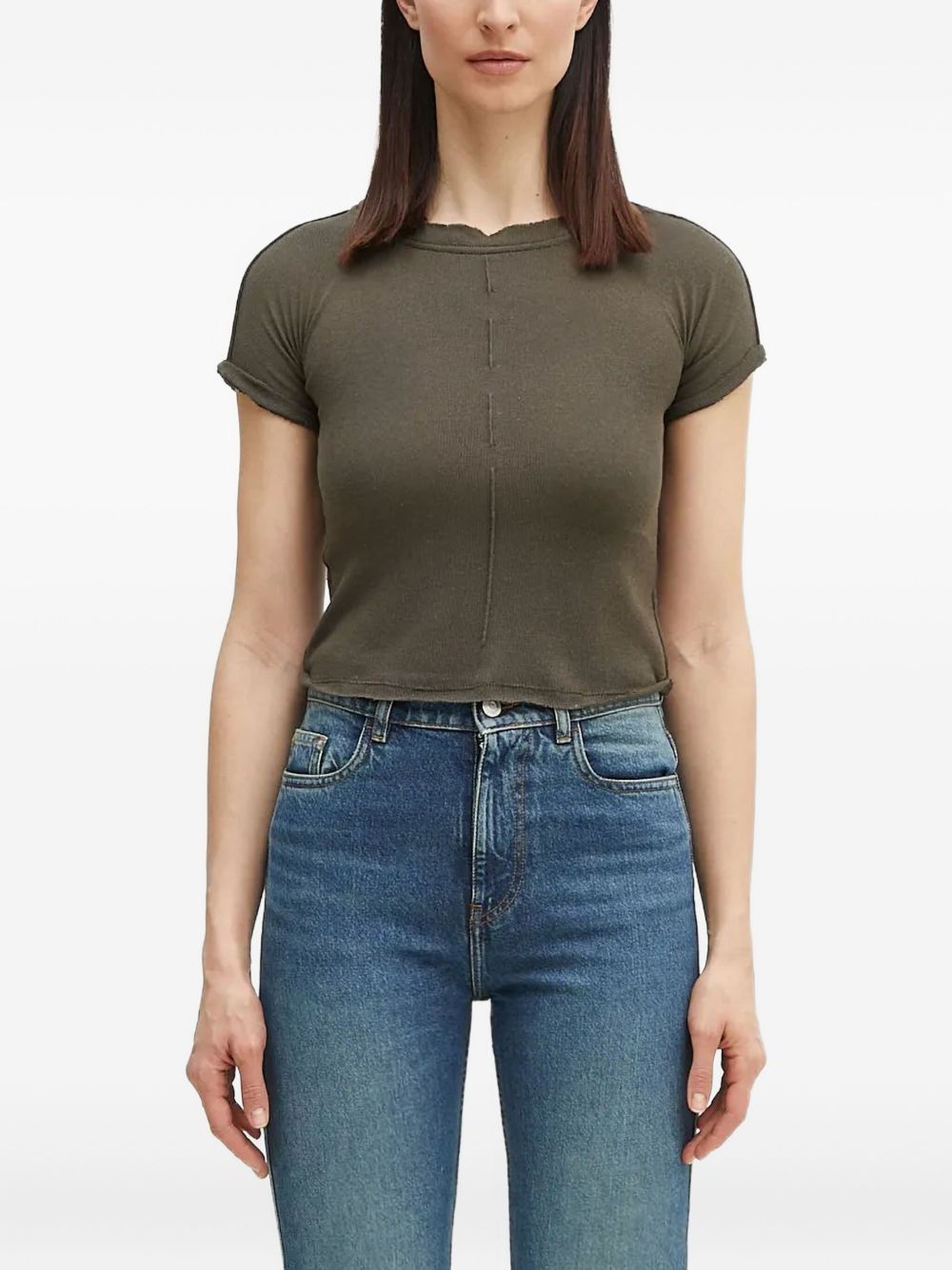 Knitted short-sleeve top - Green
