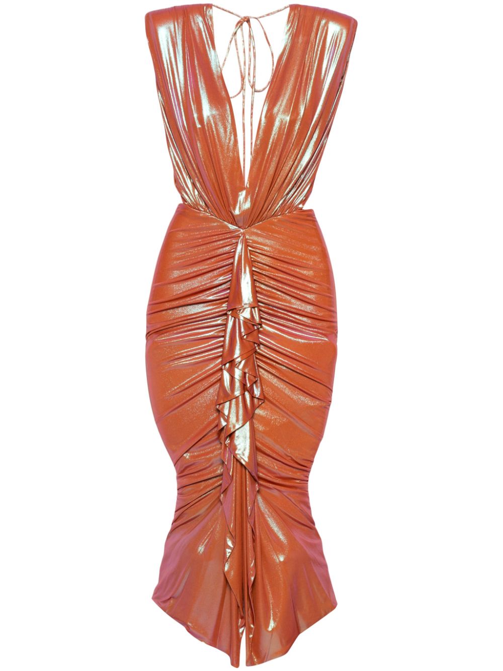 Draped-detail dress - Orange