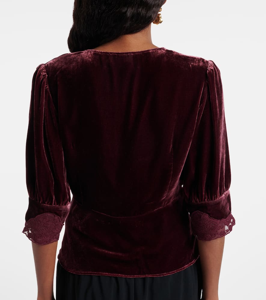 Amanda lace-trimmed velvet top