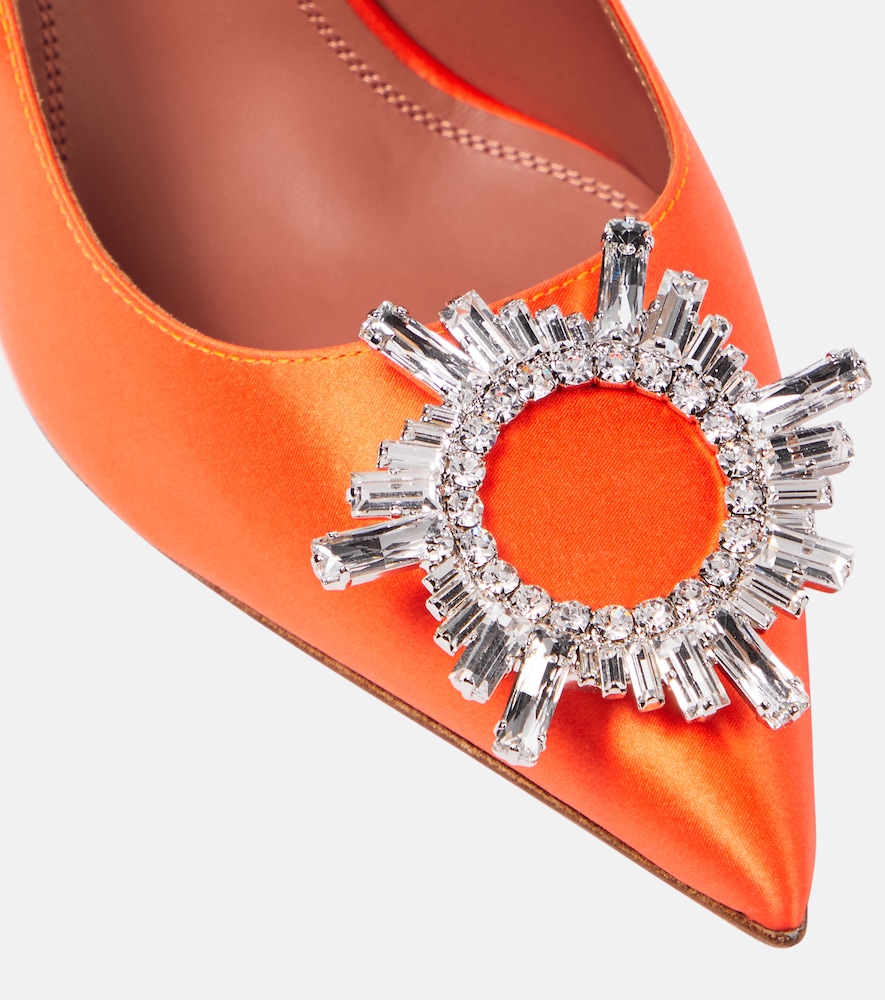 Crystal-embellished satin pumps