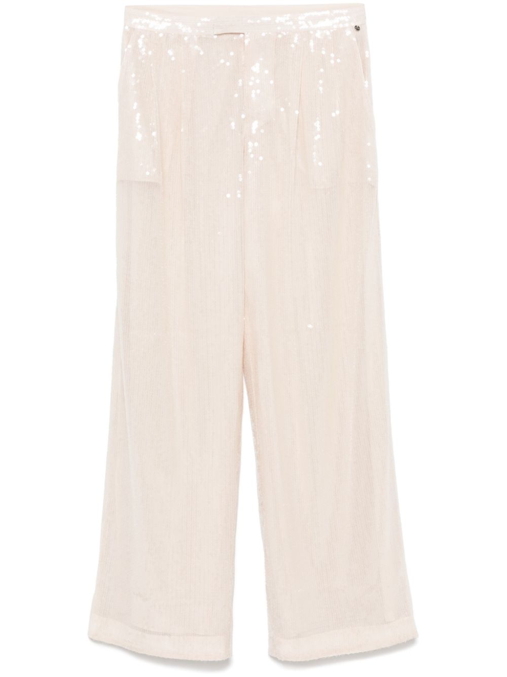 Sequinned straight-leg trousers - Neutrals