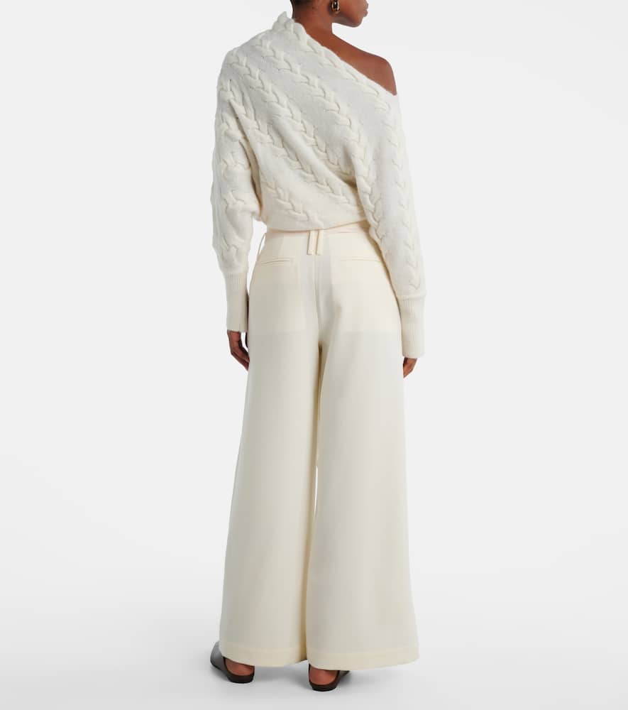 Pleated high-rise wide-leg pants