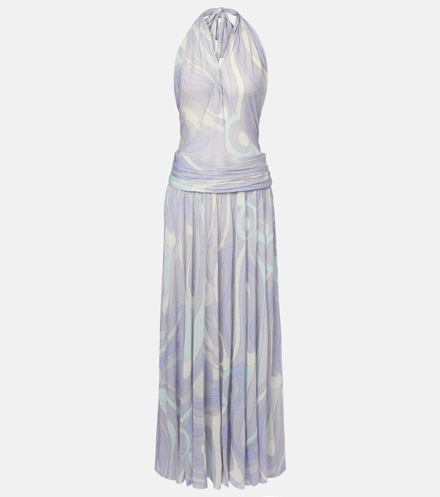 Iride gathered wool-blend gown