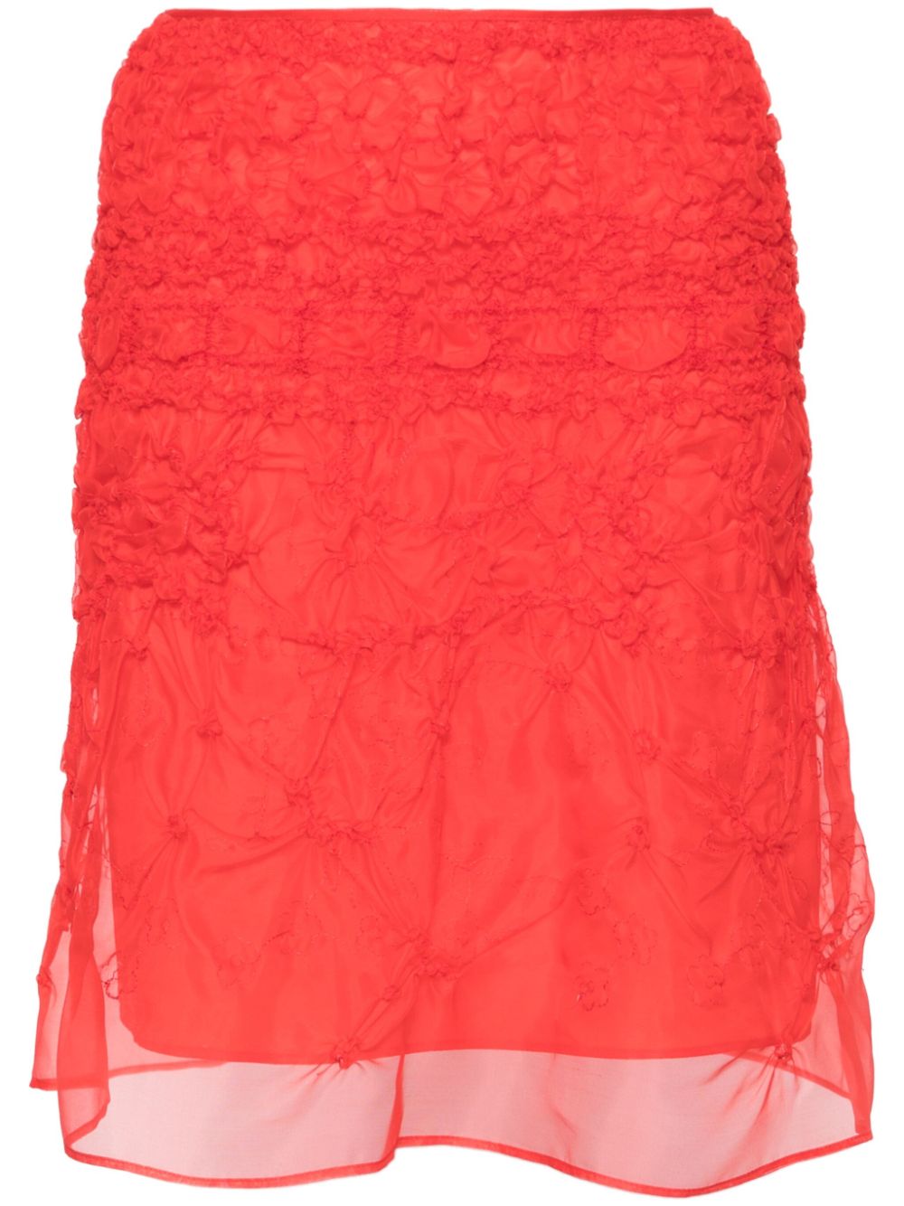 Vida smocked organza skirt - Red