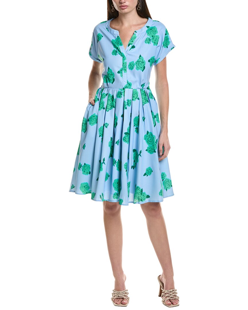 Blue Floral Belted Dress