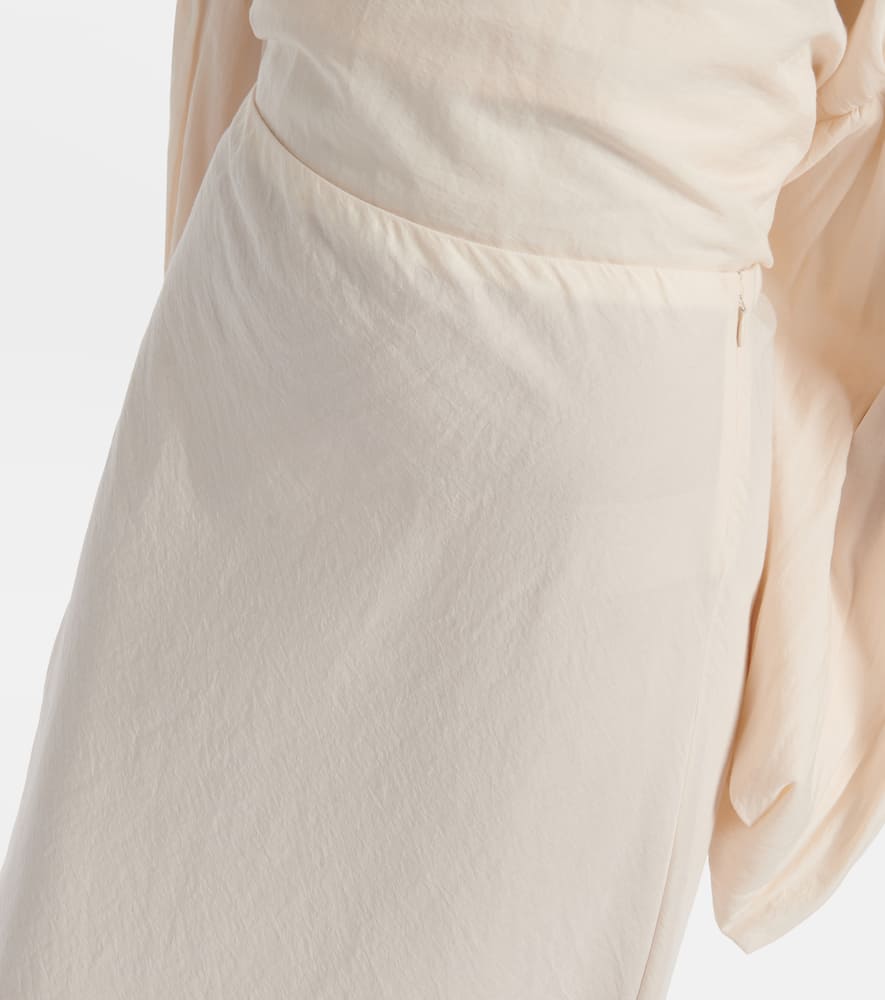 Mauva silk and cotton maxi skirt