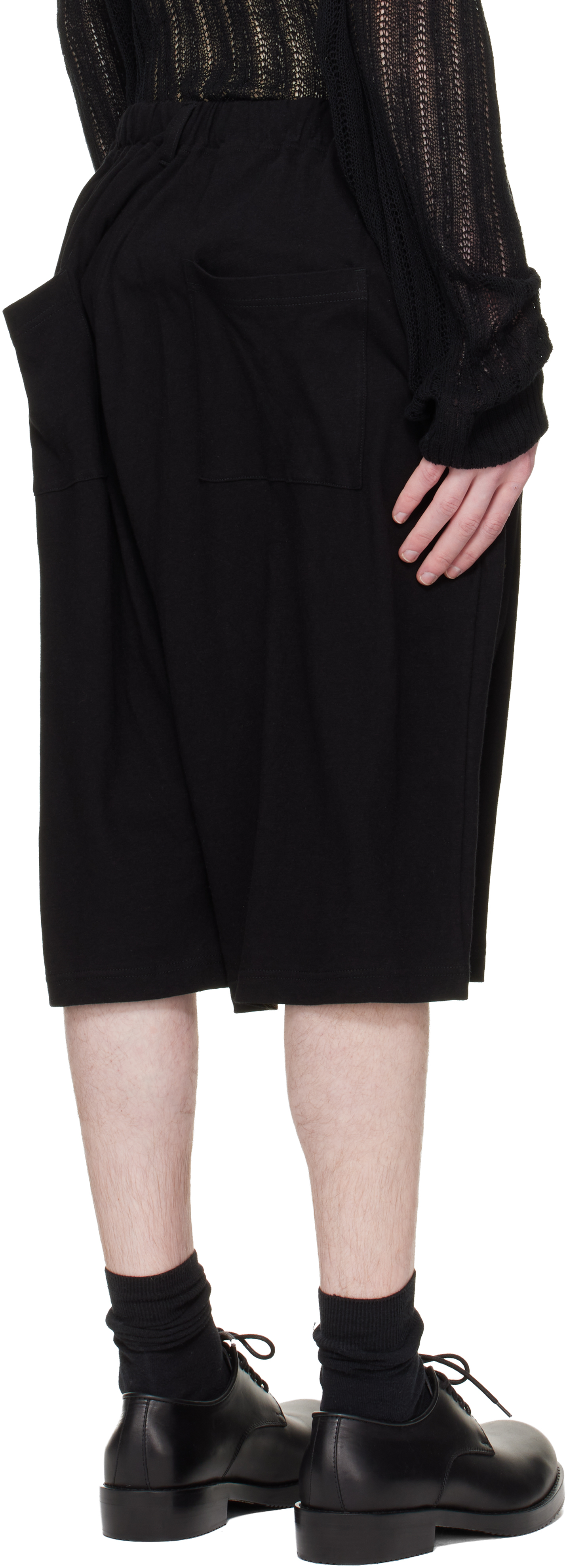 Black Cotton & Linen Jersey Shorts