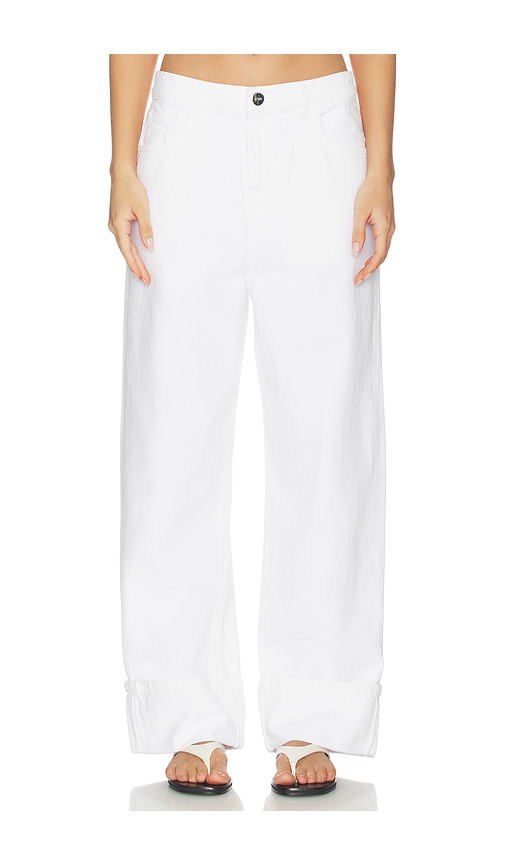 Rohe Baggy Fit Turn-up Denim in White. 36. Also