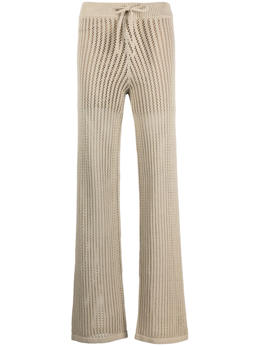 Open-knit straight-leg trousers - Green