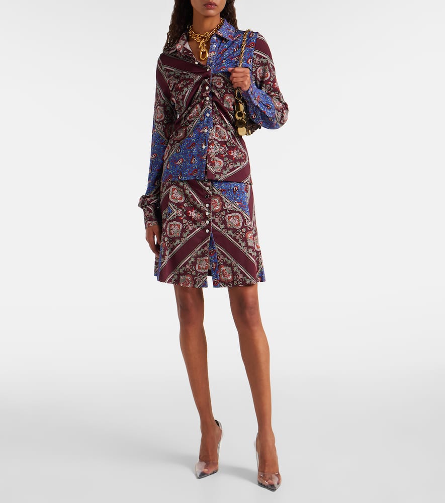 Gathered paisley printed miniskirt