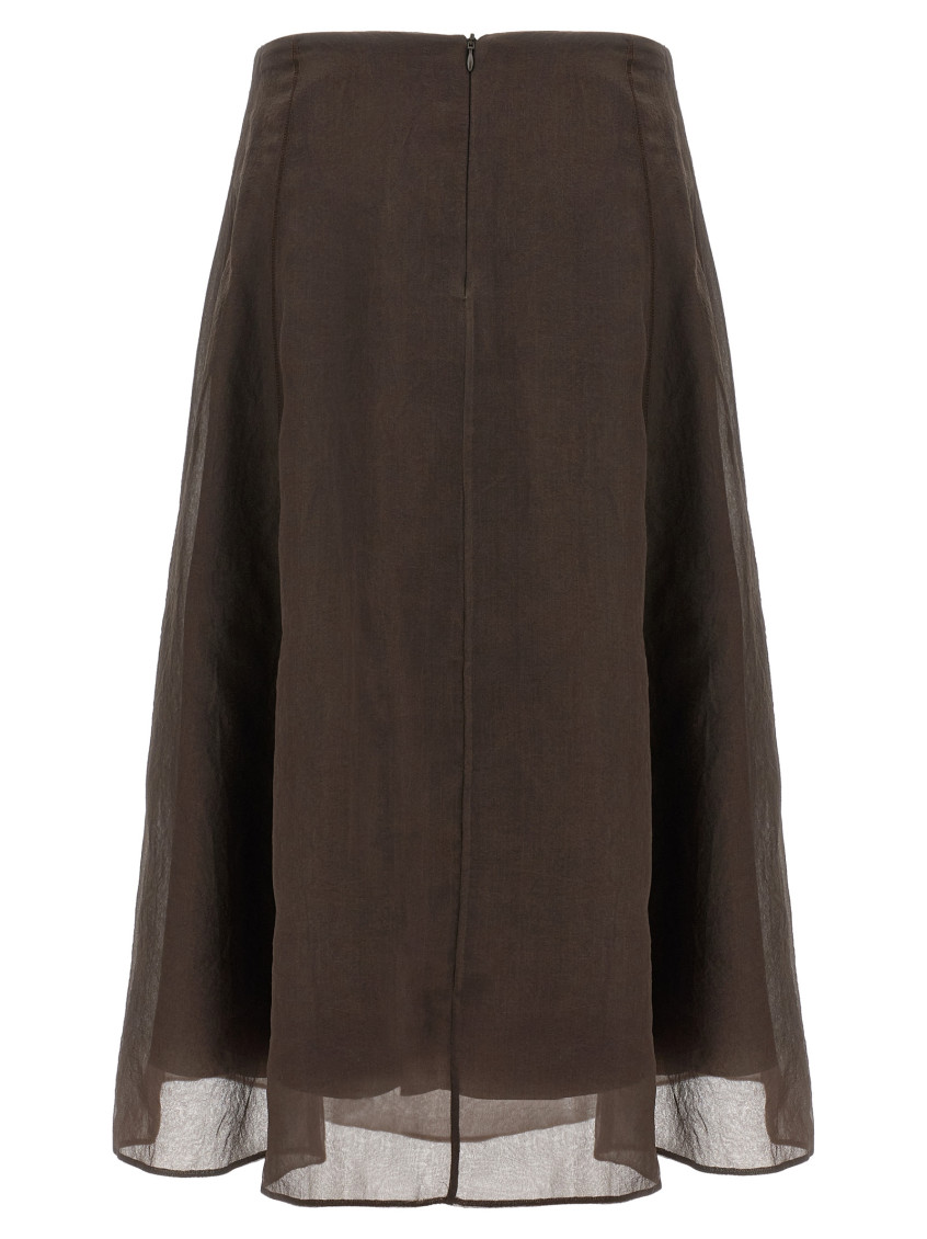 Silk midi skirt - Brown