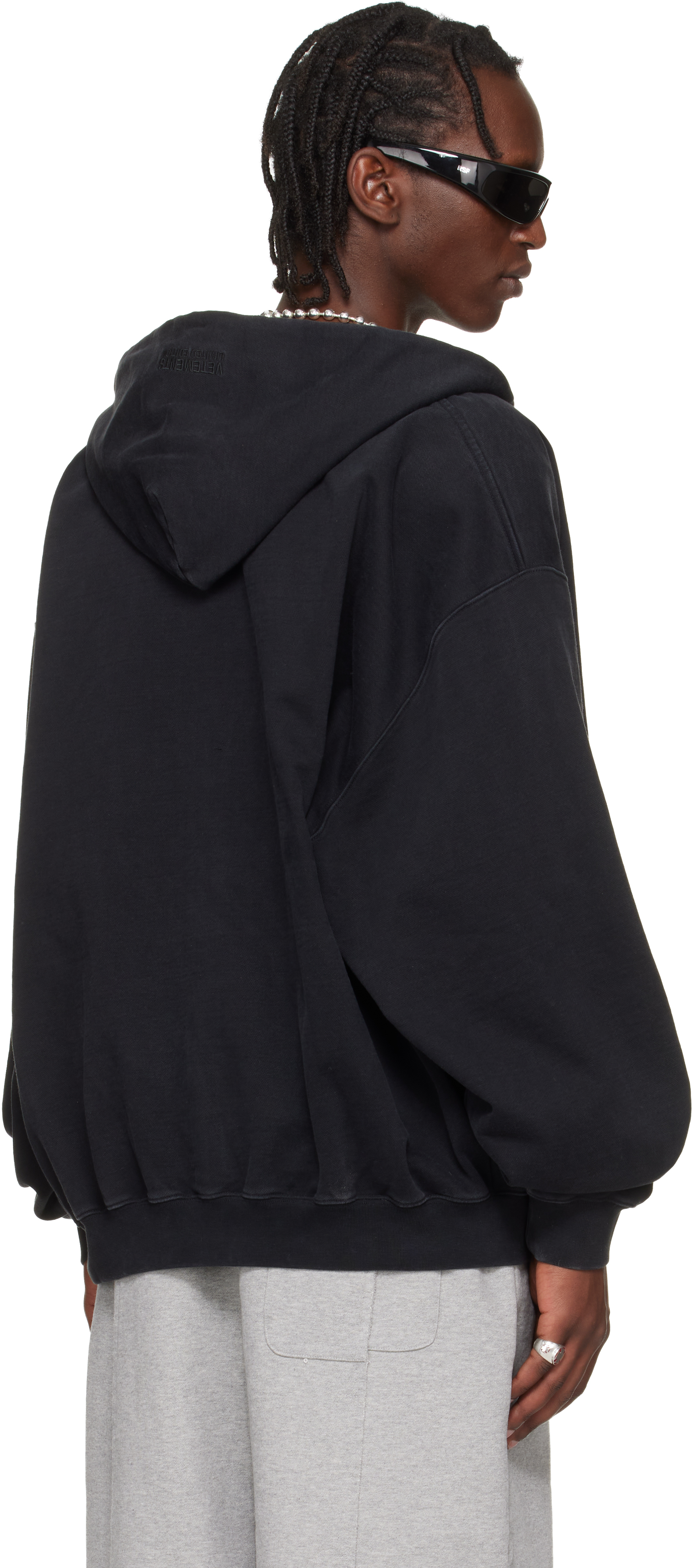 Black Taped Zip-Up Hoodie