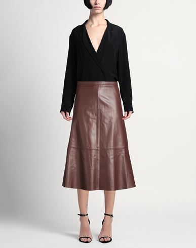 La Rêveuse Woman Midi skirt Chocolate brown Size 6 Leather