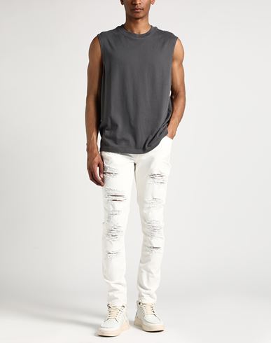 Man Jeans Off white Size 32 Cotton, Elastane