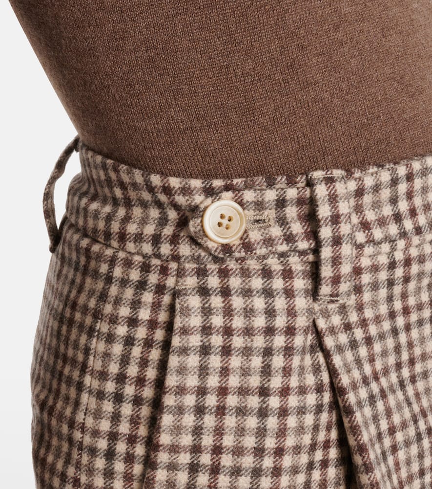 Checked virgin wool flannel miniskirt