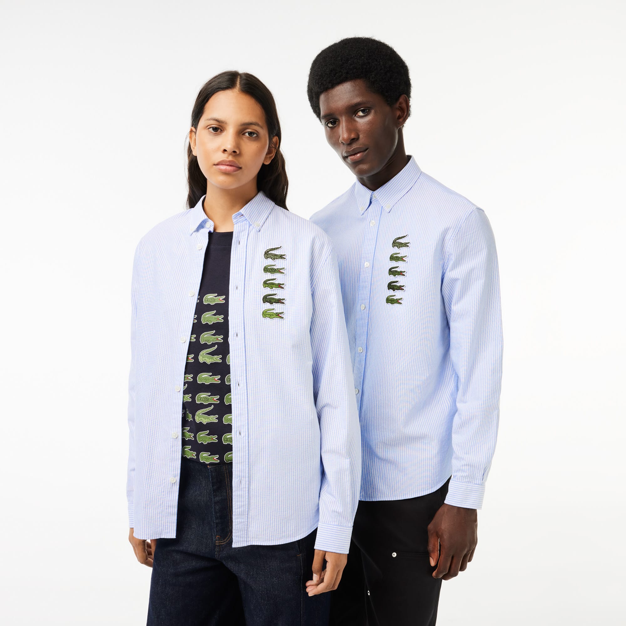 Unisex Croc Badge Striped Shirt - XS