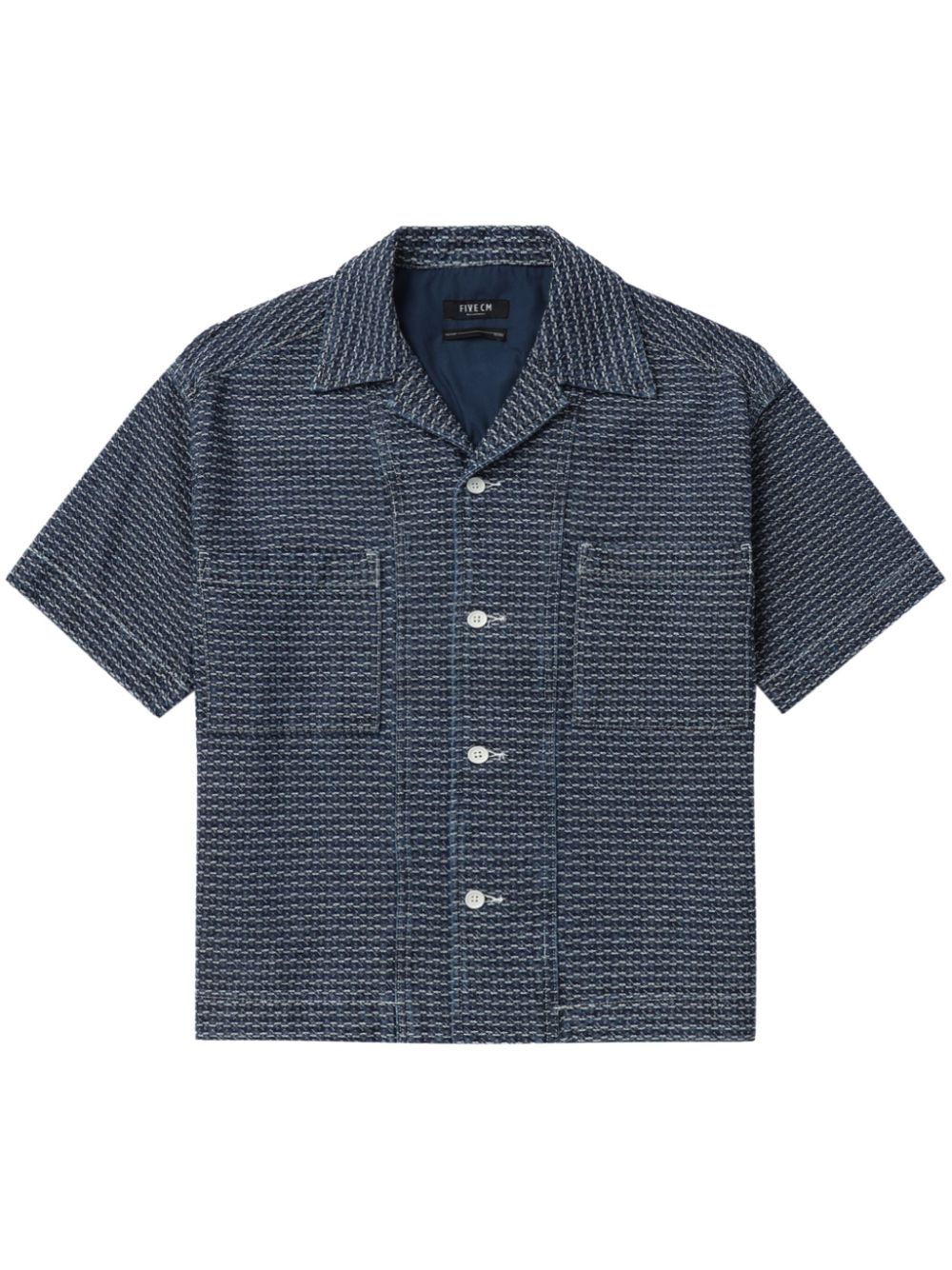 Geometric-print cotton shirt - Blue