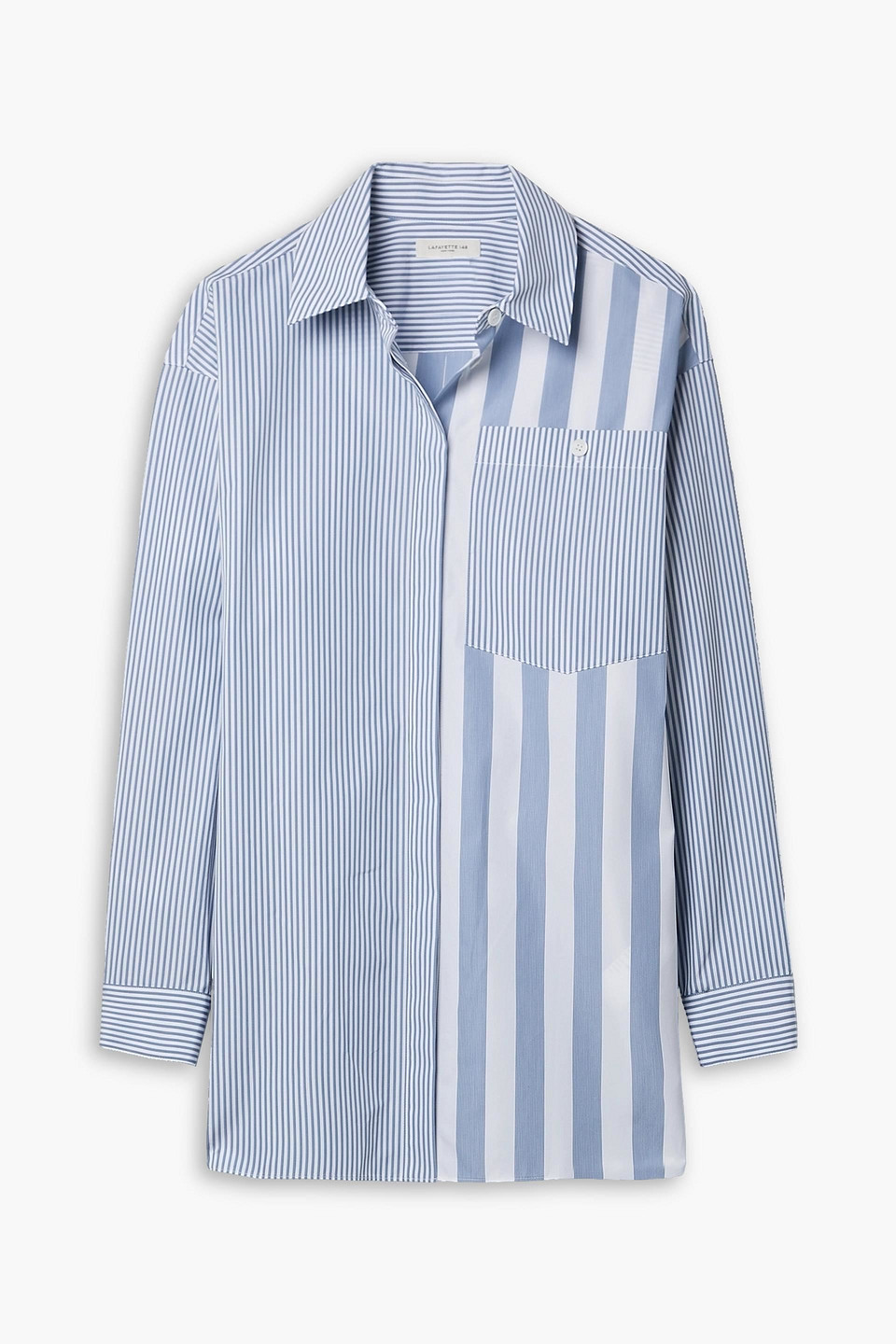 Scout patchwork-effect striped cotton-poplin shirt