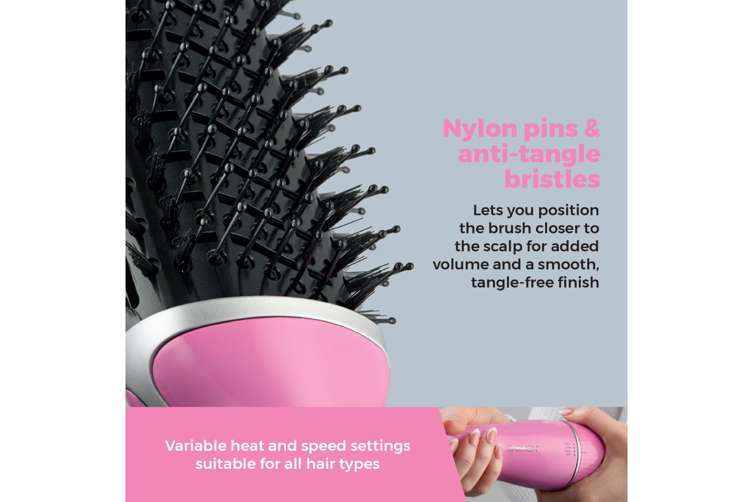 Carmen Unisex Oval Hot Air Brush in Pink