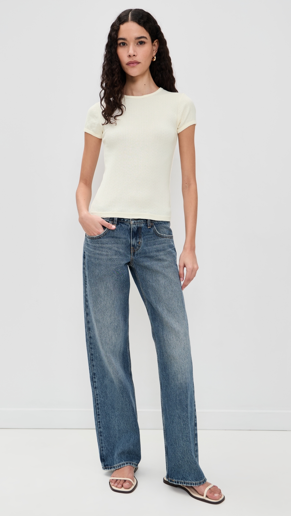 The Pointelle Baby Tee Creme
