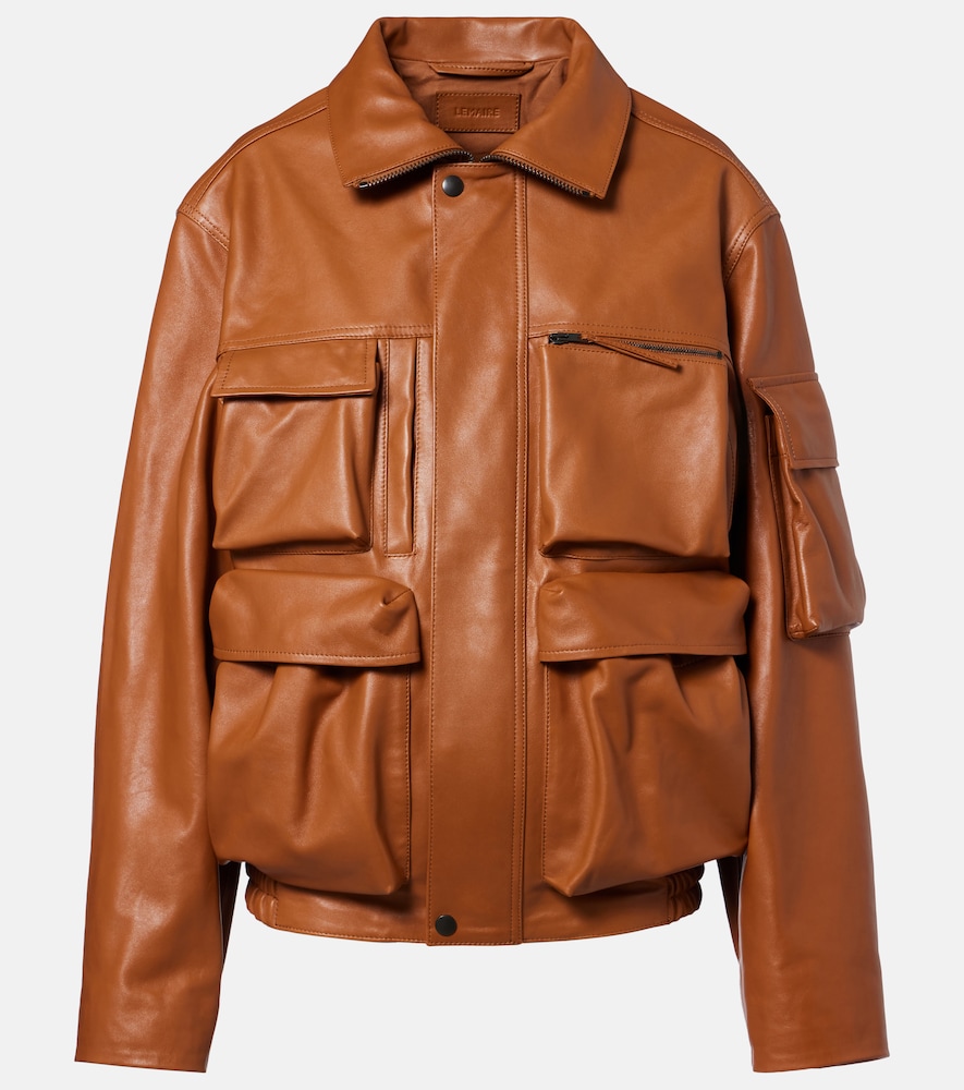 Leather blouson jacket