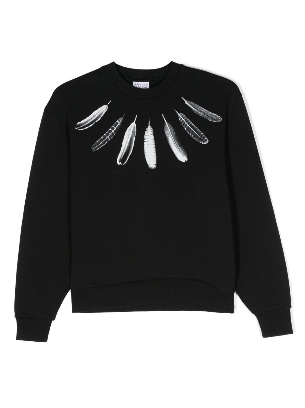 Feather-print cotton sweatshirt - Black