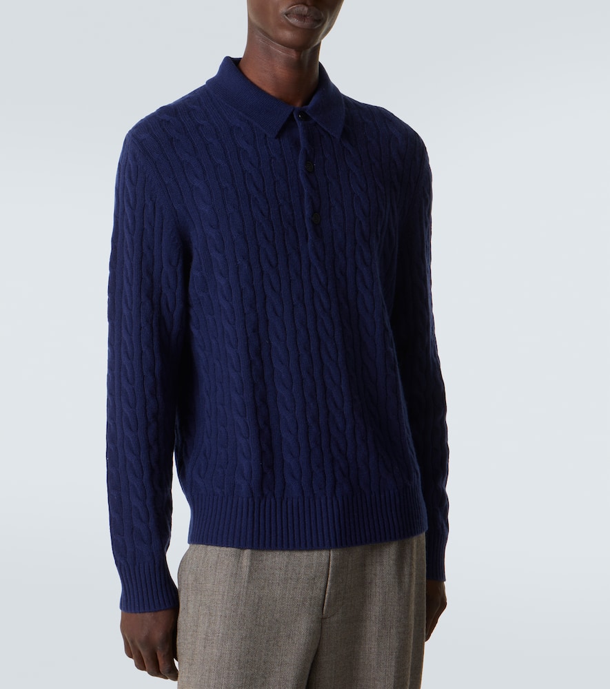 Cable-knit cashmere polo sweater