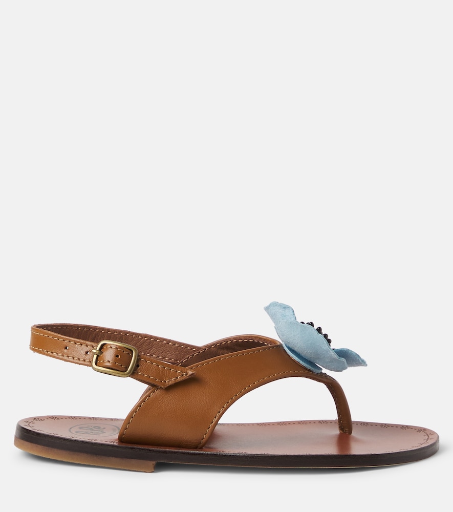 PèPè Juliette floral-appliqué leather sandals