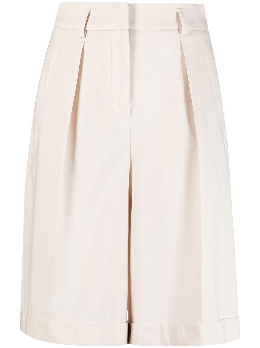 Pleat-detail knee-length shorts - Neutrals