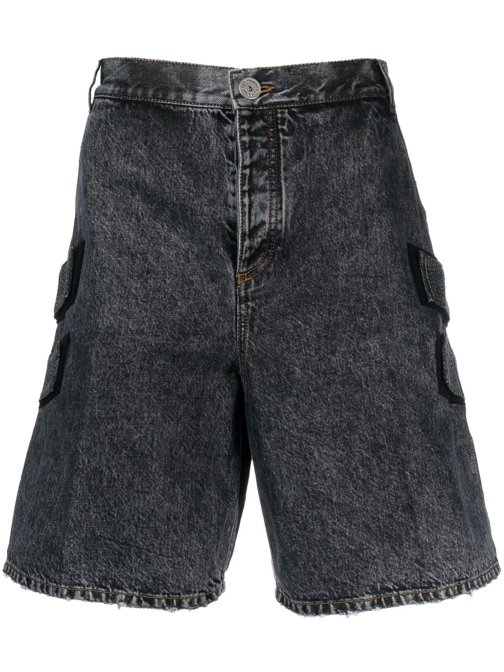 Acid-wash denim shorts - Blue