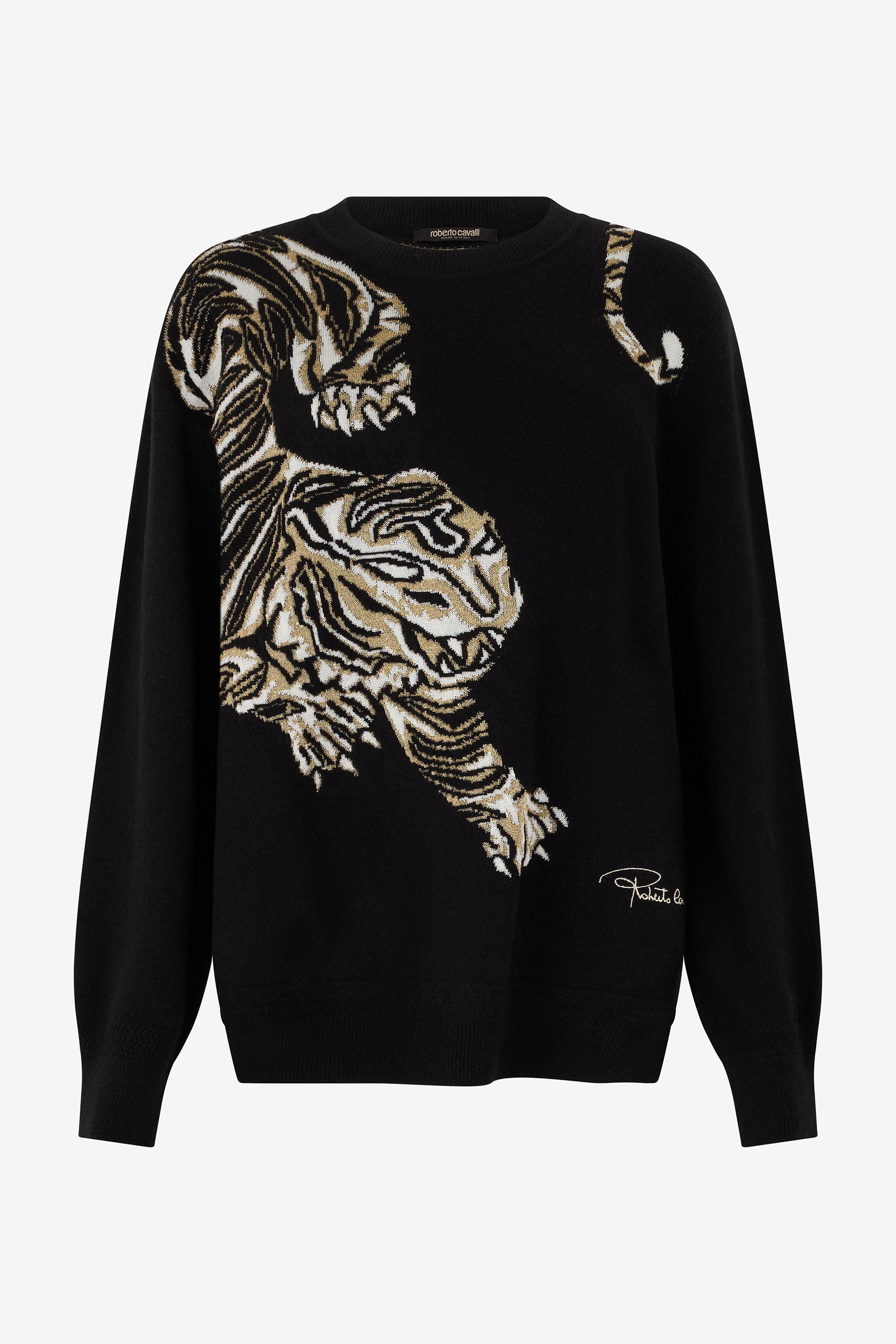Oversized Wool Sweater With Tiger Motif
